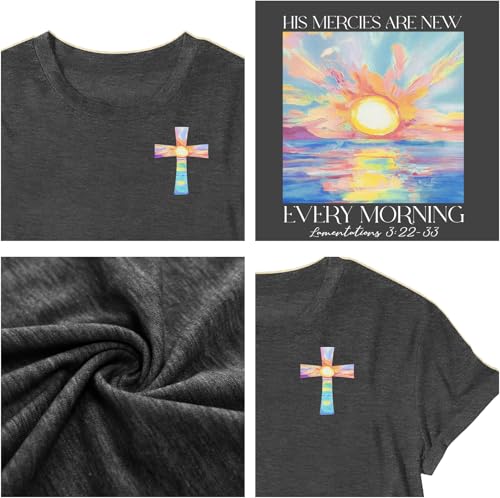 Christian Shirts for Women Bible Verse Shirt Jesus Faith T-Shirt Inspirational Religious Gift Tee Tops - color: Darkgrey, size: Small
