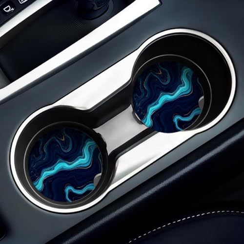 Britimes Car Coasters for Drinks, 2 Pack Ceramic Stone 2.56" Blue Black - color: Navy Blue 1