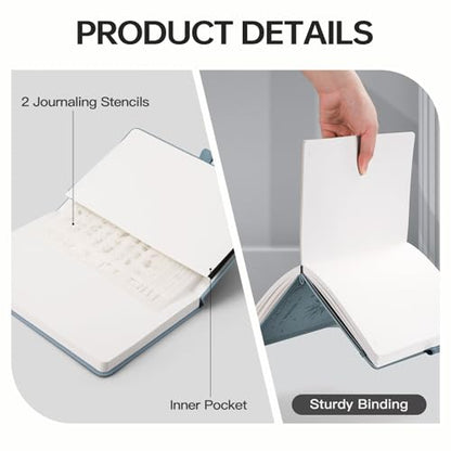 EMSHOI Dotted Journal Notebook, 192 Pages, A5 Size (5.7'' x 8.3'') - color: Gray Blue, style: Dotted