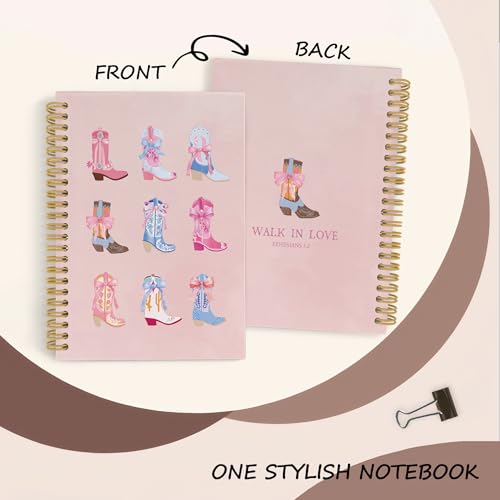 YLZlhb Pink Christian Western Cowgirl Spiral Notebook Journal, Cowgirl Gifts, Religious Notebooks for Note Taking, Christian Gifts for Women, Bible Verse Hardcover Spiral Journal 5.5x8.3 Inches - color: boots1