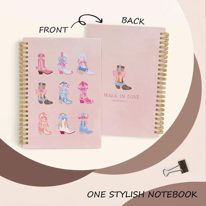 YLZlhb Pink Christian Western Cowgirl Spiral Notebook Journal, Cowgirl Gifts, Religious Notebooks for Note Taking, Christian Gifts for Women, Bible Verse Hardcover Spiral Journal 5.5x8.3 Inches - color: boots1