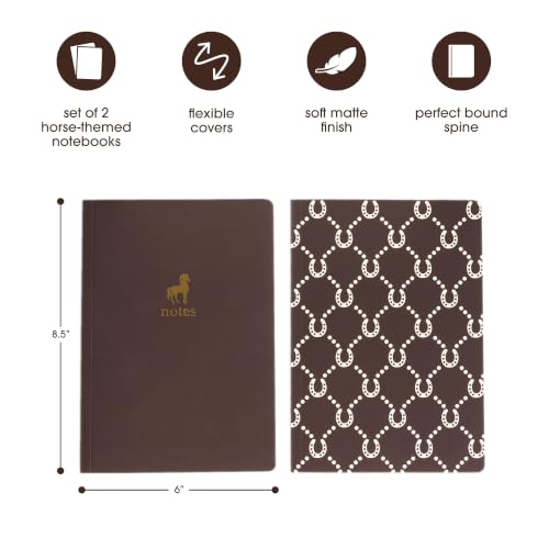Pearhead Horse Journal Set of 2, Brown Softcover Lined Notebooks - color: Brown Horses Composition Notebooks, 2-Pack