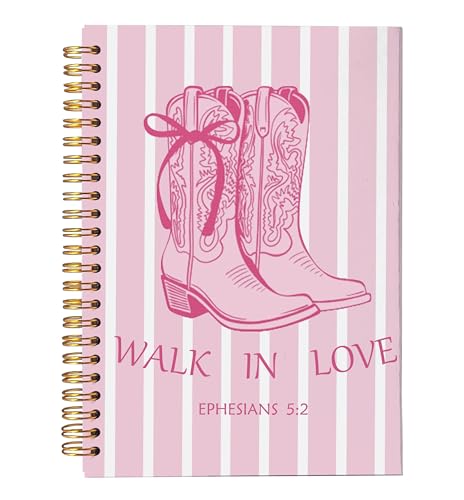 VNWEK Pink Christian Western Cowgirl Spiral Notebook Journal 5.5 x 8.3 Inch, Ephesians 5:2 Bible Verse Journal, Preppy Cowgirl Boots Religious Lined Hardcover Spiral Notebook - color: Pink Christian Western