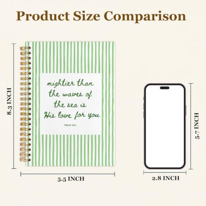 SAFDSGFDB Christian Psalm 93:4 Green Striped Notebook Journal 5.5x8.3 Inch - color: green