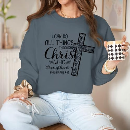 KEEVICI Christian Jesus Sweatshirts For Women Religious Bible Verse Cross Sweatshirt God Hoodie Faith Long Sleeve Shirts - color: Deep Gray, size: X-Large