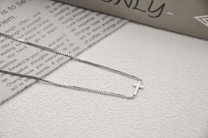 Sterling Silver Plated Cross Necklaces for Women and Men Chain Pendant, Minimalist Sideways Cross Christian Jewelry with Classic Gold Chain