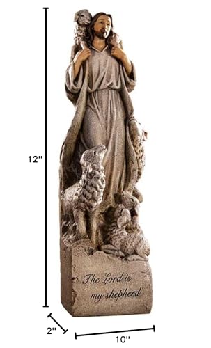 Avalon Gallery Figures of Faith Collection Gift Boxed Figurine with Prayer Inscription, 12-Inch, Shepherd with Sheep - color: Shepherd With Sheep, size: 12-Inch
