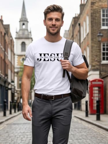 Christian Shirts for Men Jesus Faith Cross Tshirt Bible Verse Tee Tops - color: White-a, size: Large