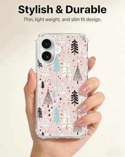 Pink Christmas Trees Phone Case Compatible with iPhone 17, Winter Holiday Phone Cover for iPhone 17 - color: Pink Christmas Trees