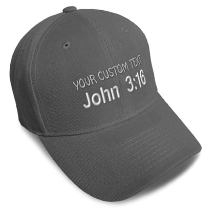 Baseball Caps for Men & Women Embroidered John 3:16 Jesus Christ Christian God Ladies & Men Baseball Hats - color: Dark Grey Personalized Text Here
