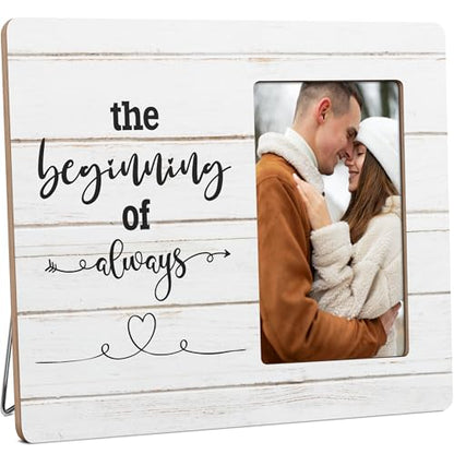 Engagement Gifts for Couples Picture Frame, Wedding Photo Frames, The Beginning of Always Wooden Picture Frames, 4x6 inch Photo - color: Yellow