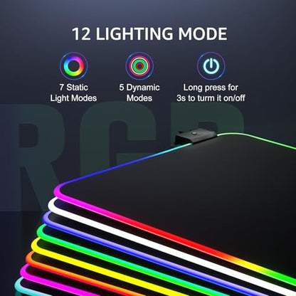 KTRIO RGB Large Gaming Mouse Pad, 31.5 x 15.7 in, RGB Black, XXL - color: RGB Black, size: 31.5l X 15.7w Inches