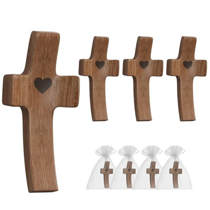 Wooden Cross Fidget for People with Anxiety Relief Handheld Small Pocket Cross Prayers Encouragement Christian Religious Gift for Adults/Teens/Elderly on Christmas/Easter,etc(4 Pcs) - color: Walnut A 4Pcs