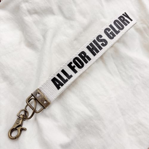 Make Heaven Crowded Christian Keychain Cotton Wristlet Keychain Bronze Key Fob Soft Car Keychain Wristlet - color: All for His Glory