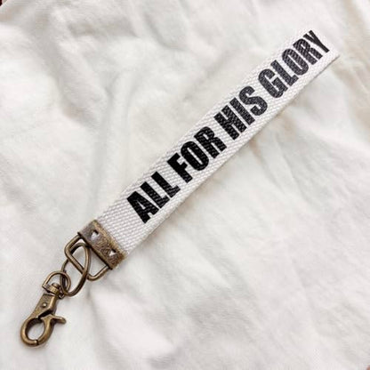 Make Heaven Crowded Christian Keychain Cotton Wristlet Keychain Bronze Key Fob Soft Car Keychain Wristlet - color: All for His Glory