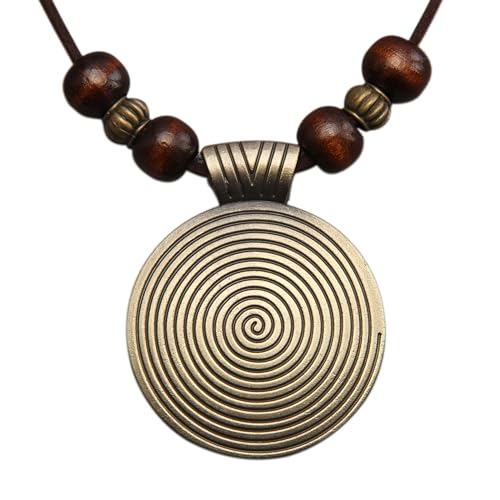 Boho Necklaces for Women Long Wooden Pendant Vintage Necklace - color: Bohemian Jewelry