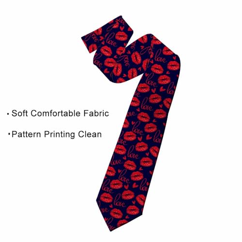 Men's Ties Novelty Tie Necktie for Men Teen Boys Multicolor Tie Party Holiday Thanksgiving Christmas - color: Sexy Red Lips