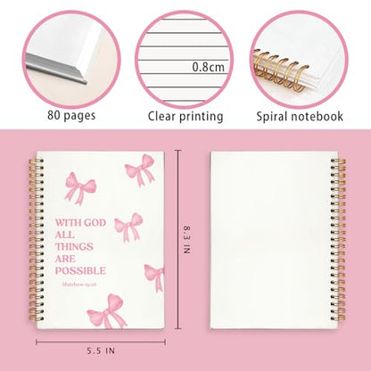 Bible Journal for Women, Christian Prayer Journal Notebook for Women - color: Matthew 19:26
