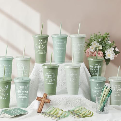 Hollowfly 24 Set/96 Pcs Christian Church Religious Gifts(Gradient Green) - color: Gradient Green