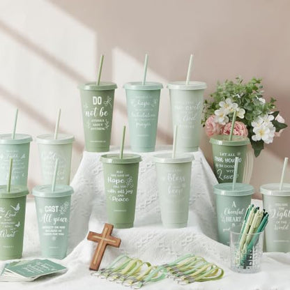 Hollowfly 24 Set/96 Pcs Christian Church Religious Gifts(Gradient Green) - color: Gradient Green