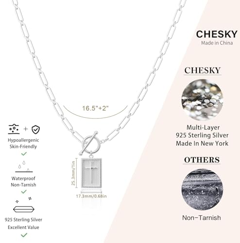CHESKY Cross Necklace for Women Trendy, Dainty 14K Gold Plated Paperclip Charm Necklace for Womens Chunky Cross Pendant Necklace Gold Jewelry Religious Christian Gifts for Christians - color: Cross-SL