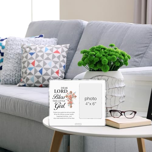 Baptism Gift for Girl Baby Teenage Women, Christian Baptism Gifts for Girls Goddaughter Daughter, Religious Dear Lord Bless This Little Girl Acrylic Photo Frames, Photo 4 x 6 Inches - color: Baptism- D