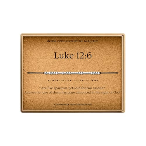 Loved Creations Morse Code Bracelets for Women, Christian Bible Verse Bracelets, Scripture S925 Sterling Silver Inspirational Faith Jewelry, Religious Gifts for Women - color: Luke 12:6