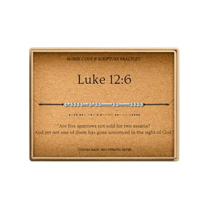 Loved Creations Morse Code Bracelets for Women, Christian Bible Verse Bracelets, Scripture S925 Sterling Silver Inspirational Faith Jewelry, Religious Gifts for Women - color: Luke 12:6