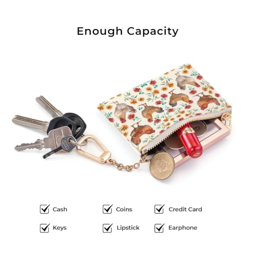 Chicken Rooster Keychain Coin Purse for Women, Small Change Pouch - color: Chicken Rooster
