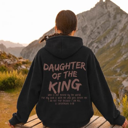 Daughter Of The King Hoodie For Women Christian Religious Hoodies Jesus Bible Verse Inspirational Hooded Sweatshirts - color: Black, size: X-Large