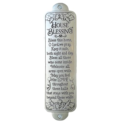 Abbey + CA Gift Home Blessing Entryway Wall Plaque, Religious Metal Home Decor Housewarming Gift, 6"H (House Blessing(silver)) - color: House Blessing(silver)
