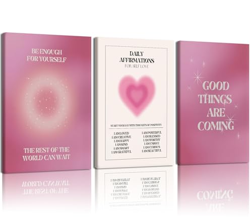 NCCXNCC Pink Gradient Halo Angel Digital Canvas Wall Art 12x16 Inch Frame - color: Pink Affirmations, size: 16×24inch