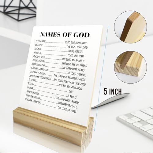 Christian Home Decor, Religious Gifts, Bible Verse Decor, Inspirational Names Of God Wooden Plaque Sign Christian Decoration for Home Office Shelf Decor - color: Names Of God
