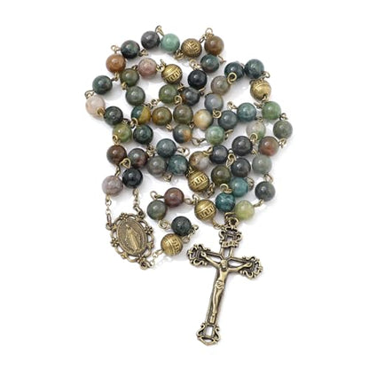 KOMI 8mm Natural Stone Beads Rosary Necklace Rosarios Catolicos Para Mujer Catholic Rosary Beads for Women Christian Gifts - style: Rosary-6
