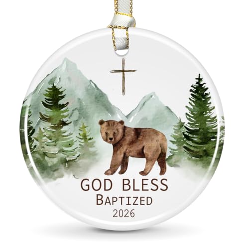 Baptism Gifts for Boys, God Bless Cross Ornament - color: Color1