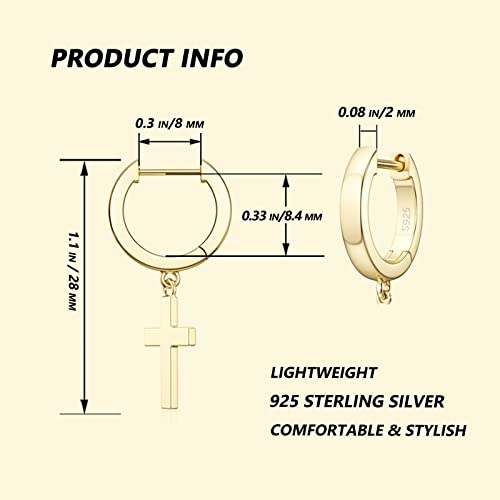 SEVENWELL Huggie Hoop Earrings for Women, Dangle Dangle Hoops - color: 07 Gold Cross