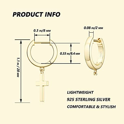 SEVENWELL Huggie Hoop Earrings for Women, Dangle Dangle Hoops - color: 07 Gold Cross