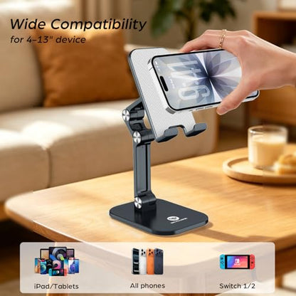 OCYCLONE Phone Stand for Desk, Foldable Cell Phone Stand Holder, Black - color: Black