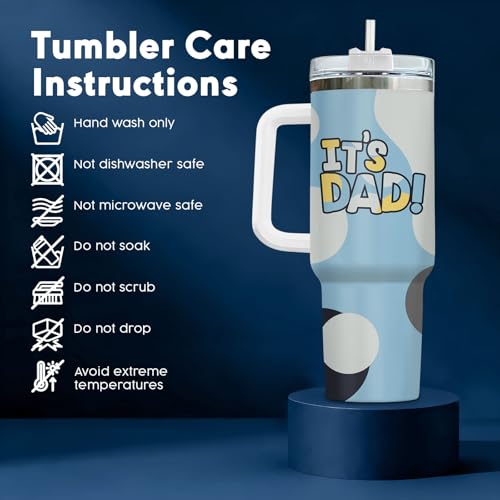 34HD Dad Daddy Cartoon It's 40 oz Tumbler with Handle, Gift for Papa - color: It's Dad
