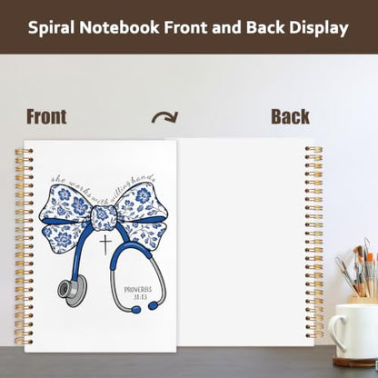 NATSUNO Christian Nurse Gifts for Women Spiral Notebook Journal 5.5x8.3in - color: White Christian Nurse