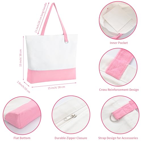 6-Pack Canvas Tote Bags with Zipper, Large Grocery Tote, Multicolour - color: Multicolour/White