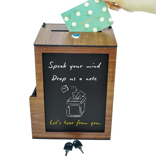 Shumei Lockable Box for Voting Suggestions Opinions and Tips - Wooden, Ideal for Offices Community Centers Bars and Banquet Halls