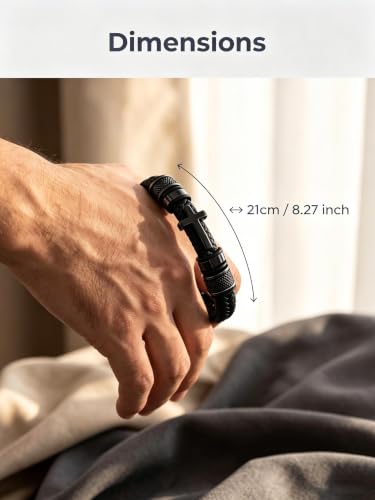 Cross Bracelet,Christian Bracelet for men - color: Black