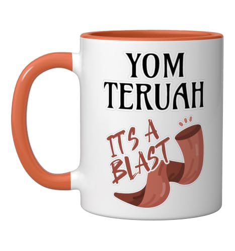 Yom Teruah It's a Bang Ceramic Mug, Orange/White - color: Orange/White, size: 11 Ounces