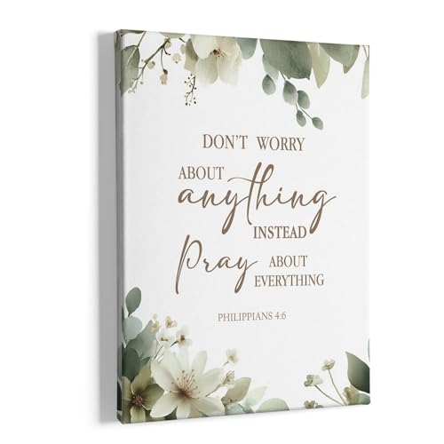 HIWX Christian Wall Decor, Religious Bible Verse Framed Canvas Painting Wall Art Decor, Sage Green Botanical Scripture Wall Art Home Decoration for Bedroom Living Room Church Office, 11x14 - color: anything, size: 14"L x 11"W