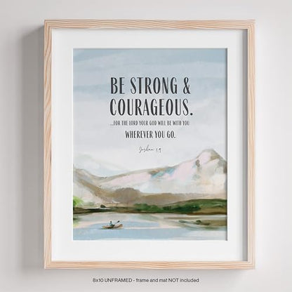 Bible Verse Posters Set of 4 - Christian Scripture Wall Art Classroom 8x10