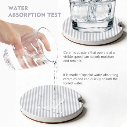 2 Pack Car Coasters for Cup Holders, Cute Car Accessories Interior (Gray Stripes) - color: Gray Stripes