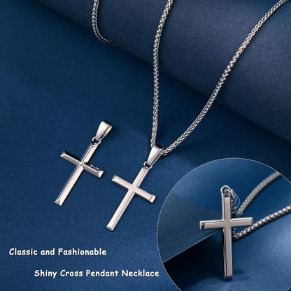 LOFITOR Mens Sterling Silver Cross Necklace for Women S925 Crucifix Pendant - size: 16 inches, style: Classic Cross Necklace