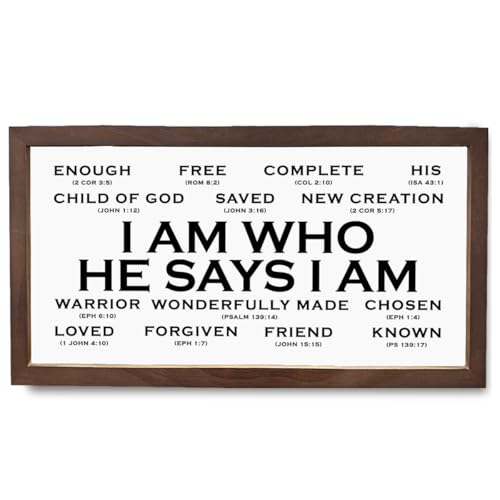 Christian Decor, I Am Who He Says I am Sign, Scripture Wall Art, Framed Wall Art for Home Living Room, Bible Verse Porch Artwork, Christian Home Decor - color: I AM WHO HE SAYS I AM