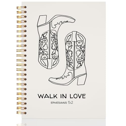 UTELKA Sermon Notes Journal, Bible Journal Bible Study Supplies Notebook, Western Bible Study Journal 5.5x8.3, Cowgirls Boots Walk in Love Inspirational Notes Notebook For Office Work Christian Gifts - color: Cowgirls Boots Walk in Love